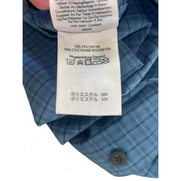 Eddie Bauer Sport Men's Button Down Polo Short Sleeve Blue Plaid Size Medium - Picture 11 of 11